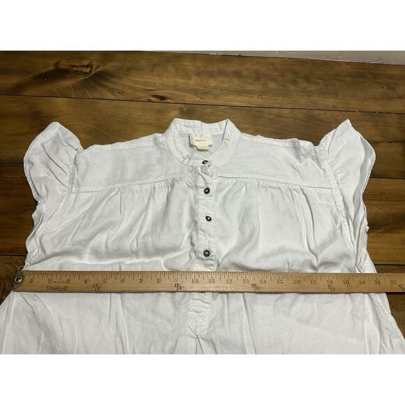 Maeve By Anthropologie Henley Linen Blend White Tunic Lagenlook Size XS - Picture 8 of 10